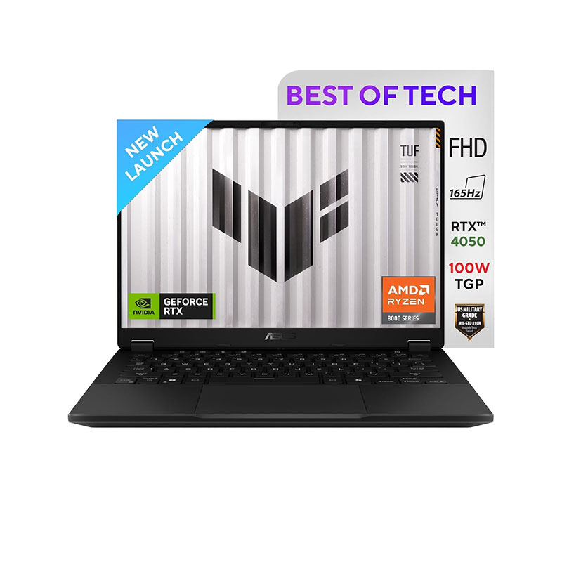 Picture of Asus TUF Gaming - AMD Ryzen 7 8845HS 14" (35.56 cm) FA401UU-RG033WS Gaming Laptop (16GB/ 1TB SSD/ NVIDIA GeForce RTX 4050/ Windows 11 Home/ MS Office/ 1Year Warranty/ Jaeger Gray/ 1.46 Kg)